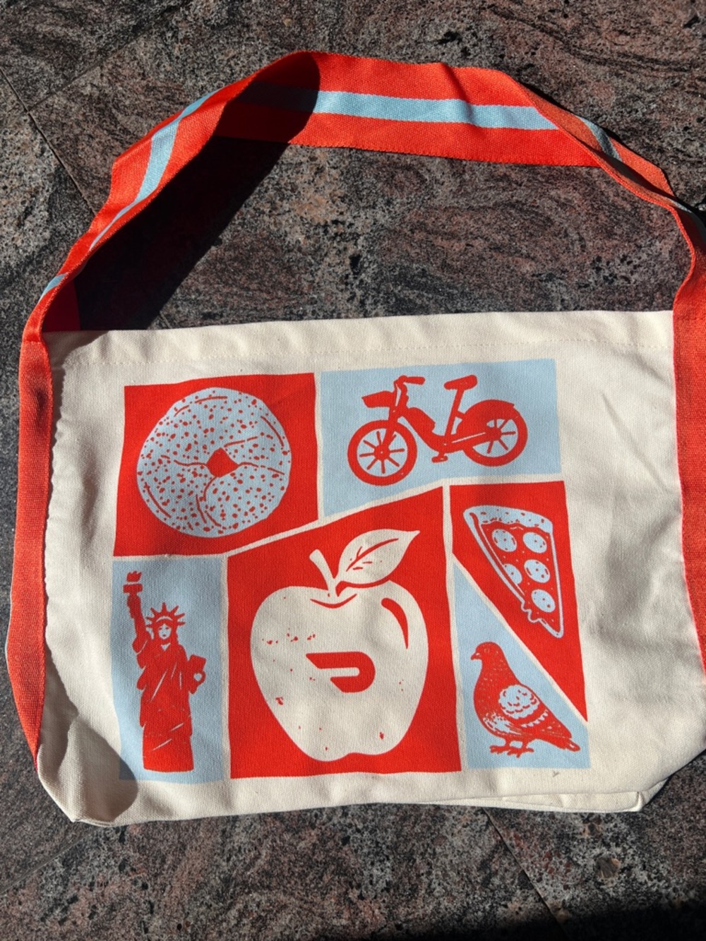 DoorDash Canvas Tote Bag with Red and Light Blue Graphic Print